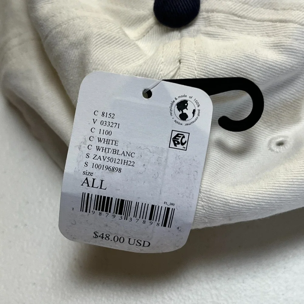 Free People Anchor Charmed Baseball Hat Unisex One Size White Navy ZAV50121H22